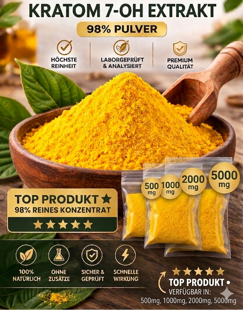 7-OH Kratom Extrakt 98% reines Konzentrat Pulver – Höchste Reinheit von Kratom Kingdom